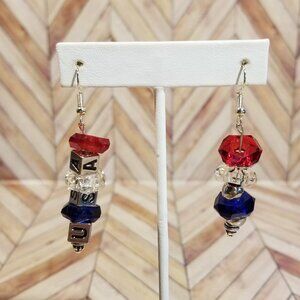 Handmade USA Red, White, and Blue Dangling Earrings